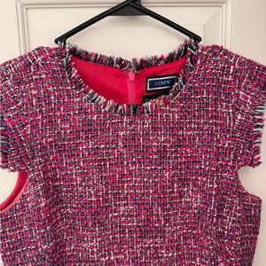 J. Crew Pink Tweed Midi Dress